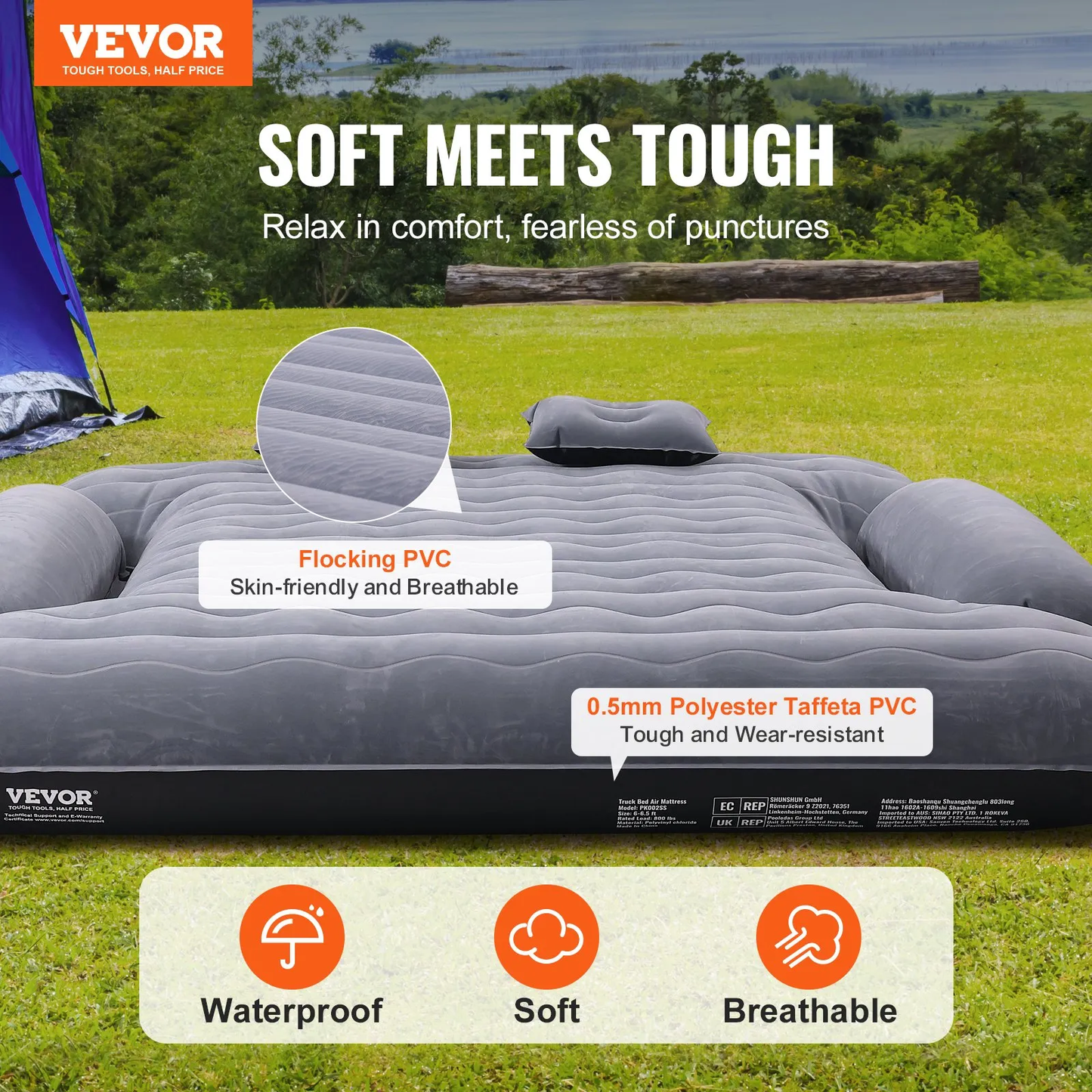 VEVOR Truck Bed Air Mattress, for 6-6.5 ft Full Size Truck Beds, Inflatable Air Mattress Camping Bed,-$80