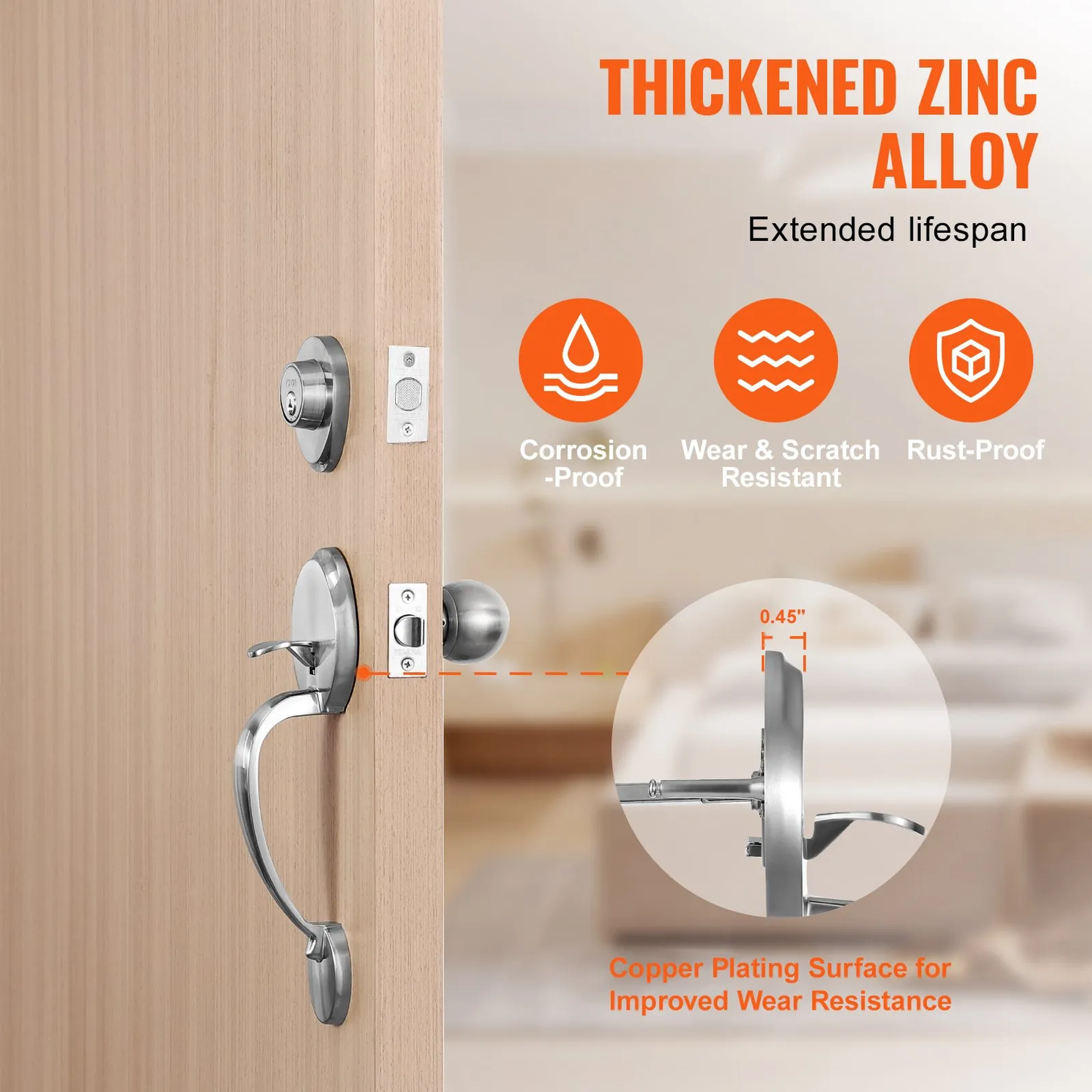 VEVOR Front Door Handle and Deadbolt Set, Satin Nickel Front Door Lock Set with Interior Knob,-$35