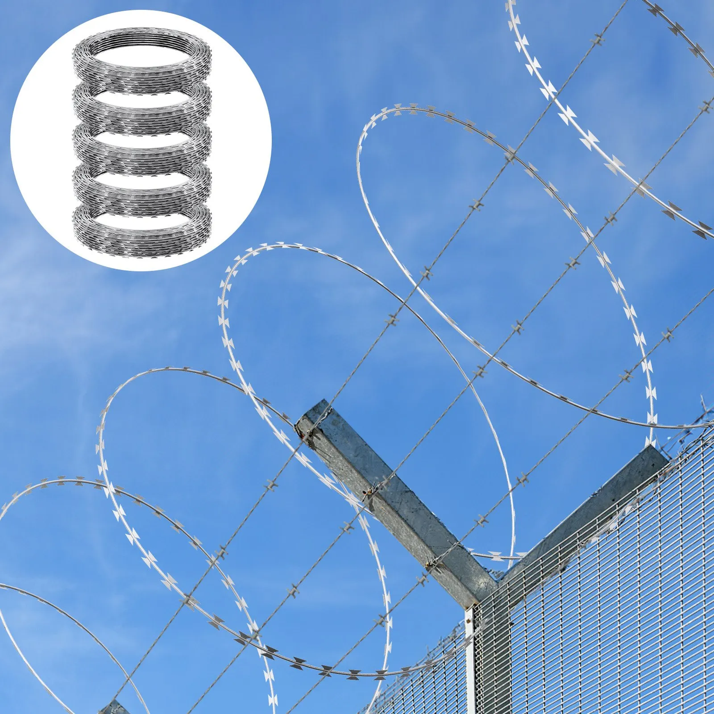 VEVOR Razor Wires, 246 ft Razor Barbed Wire, 5 Rolls Razor Wire Fencing Razor Fence,-$60