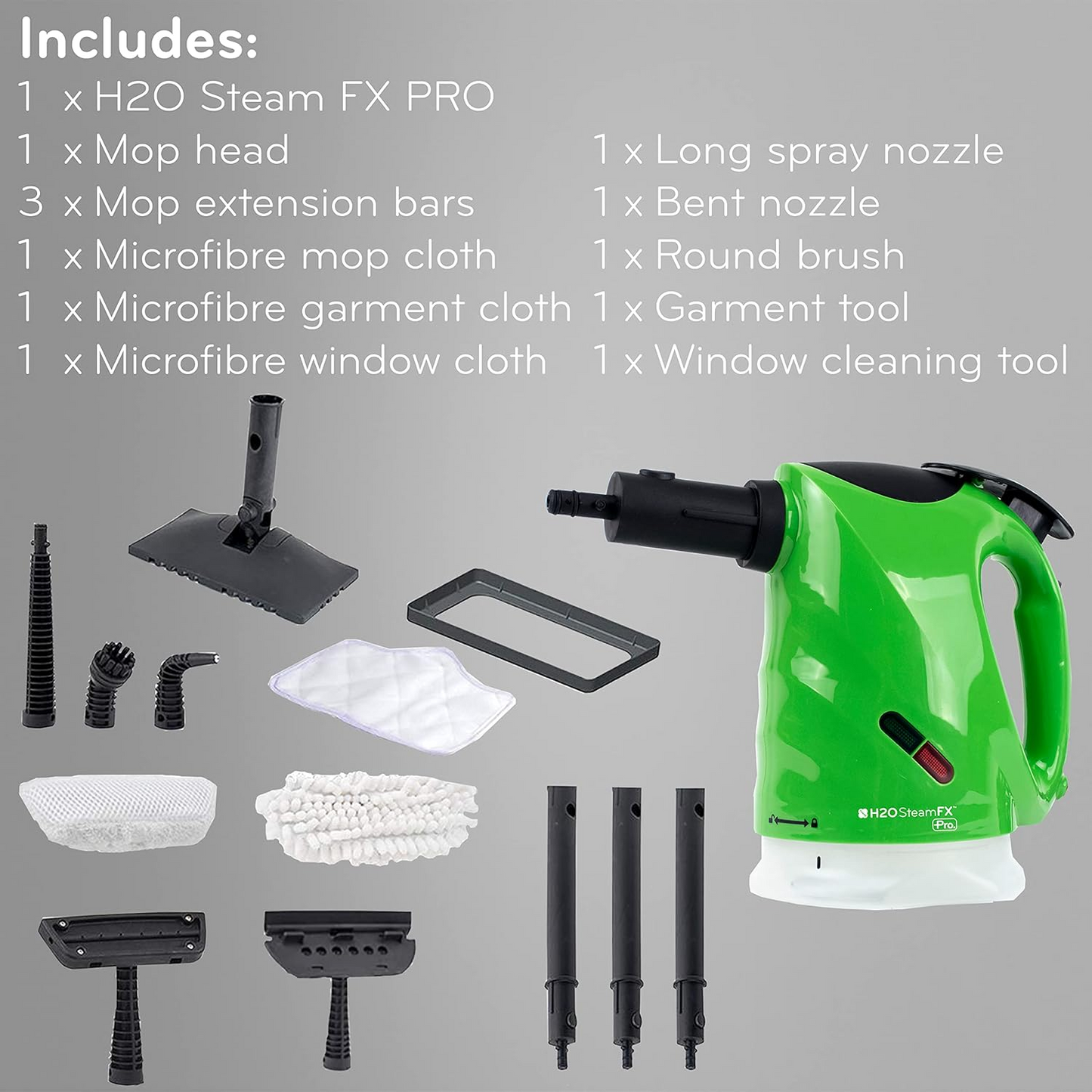 BNIB-H2O FX Pro-5 in1 Handheld Cleaner & Mop-Multi Purpose, All-in-One, 1300w for Carpets,(Kelly Green)