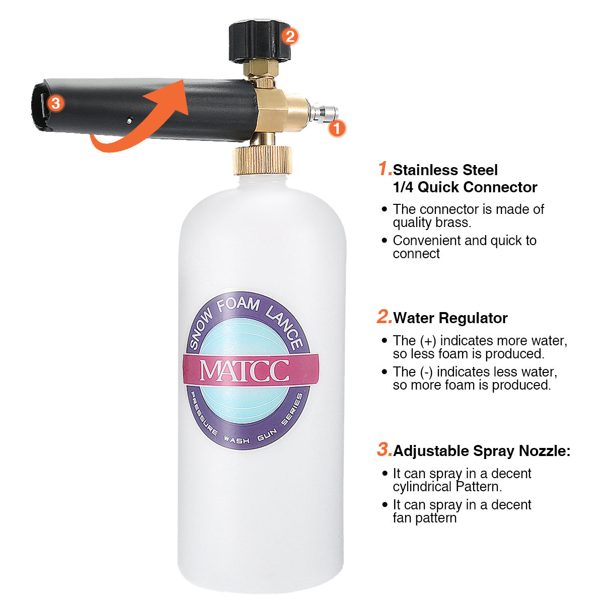 Brand New Snow Foam Lance, Adjustable Pressure Washer Foam Wash Gun 1L Bottle ,-$25