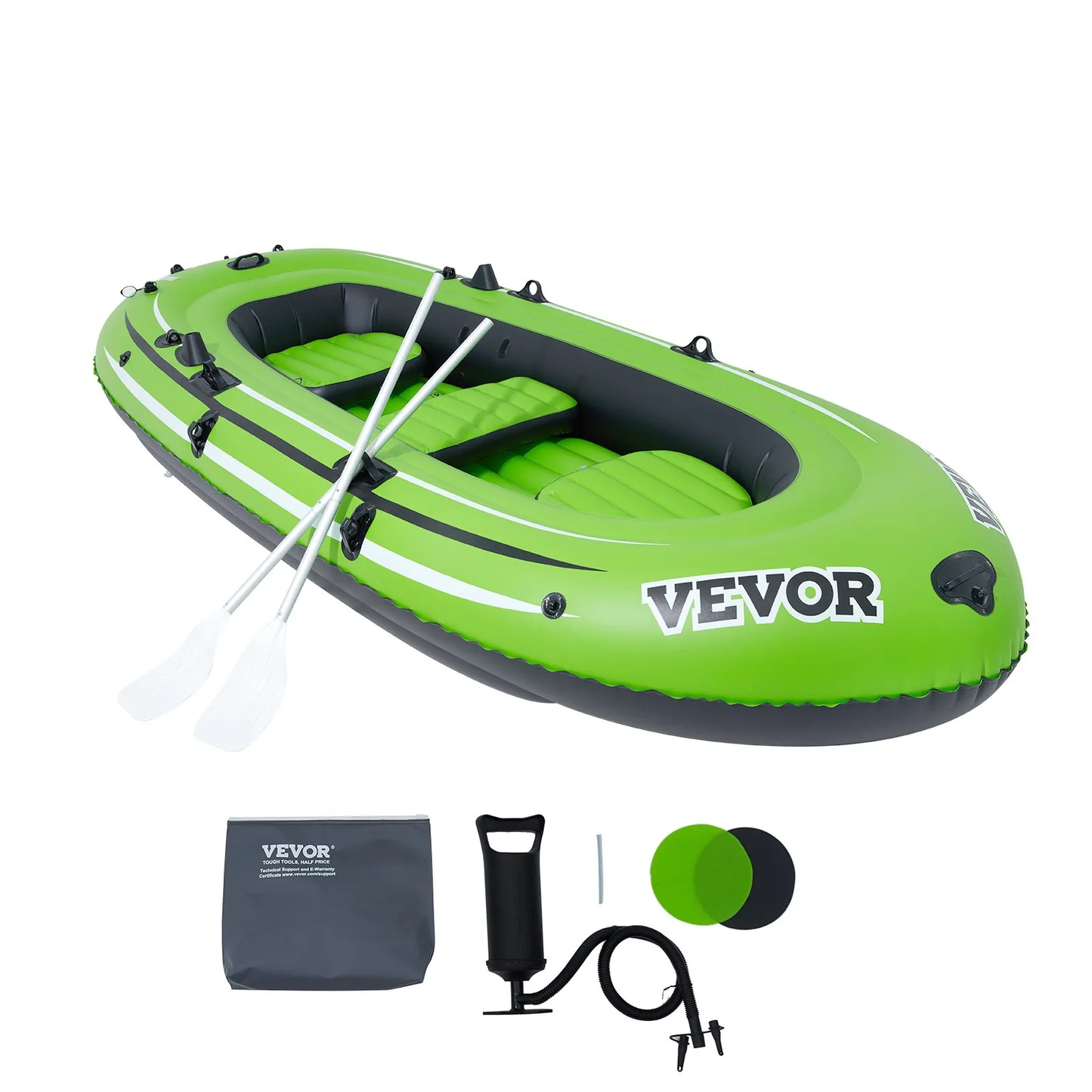 VEVOR Inflatable Boat, 3-Person Inflatable Fishing Boat, Strong PVC Portable Boat Raft Kayak,-$100