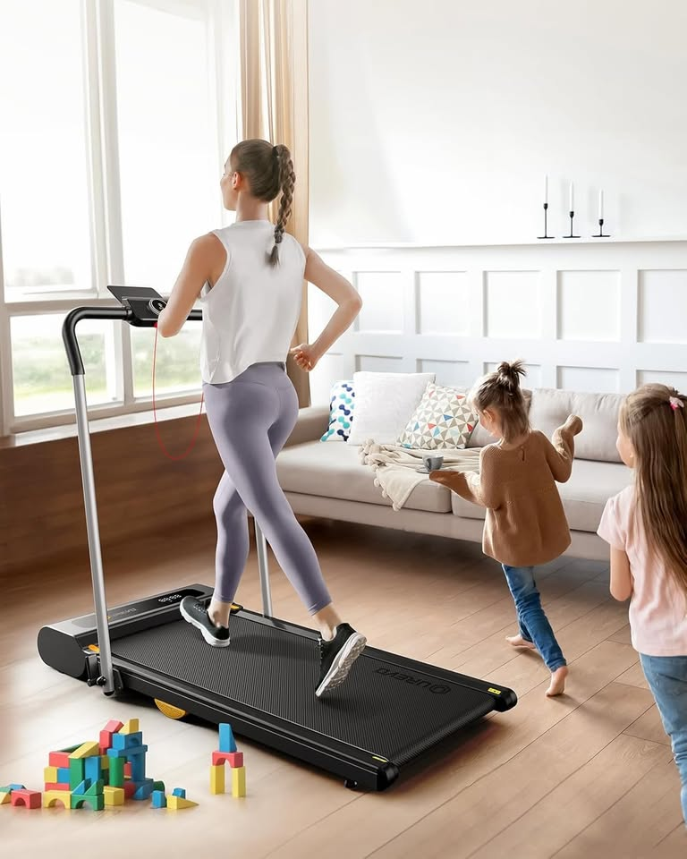 BNIB-UREVO 2.5HP 2-in-1 Folding Treadmill/Walking Pad, 1-12KM/H with Smart Rotary Console,-$280