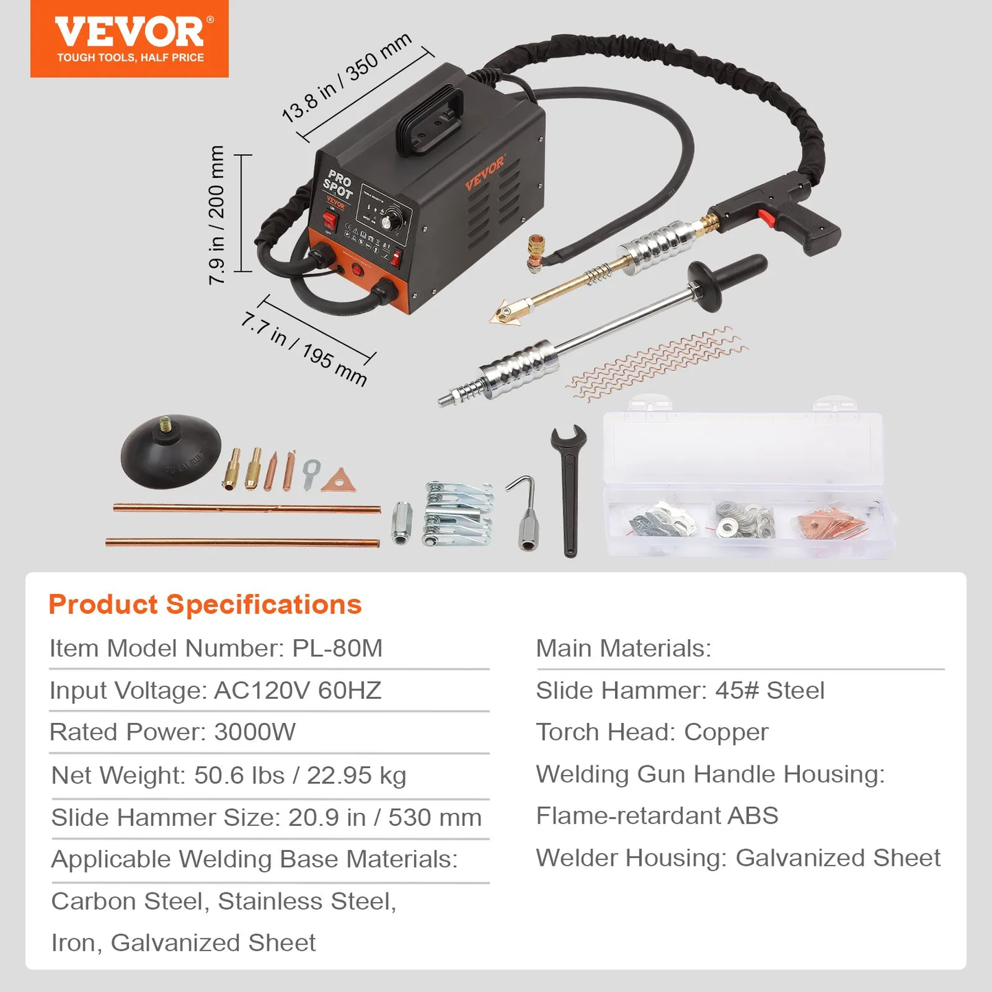 VEVOR Stud Welder Dent Repair Kit, 3KW Spot Welder Dent Puller with 6 Welding Modes, Auto Body Spot,-$180