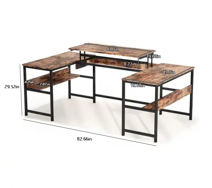 BNIB-U- Shaped Computer Desk with Lift Top, Work from Sitting to Standing