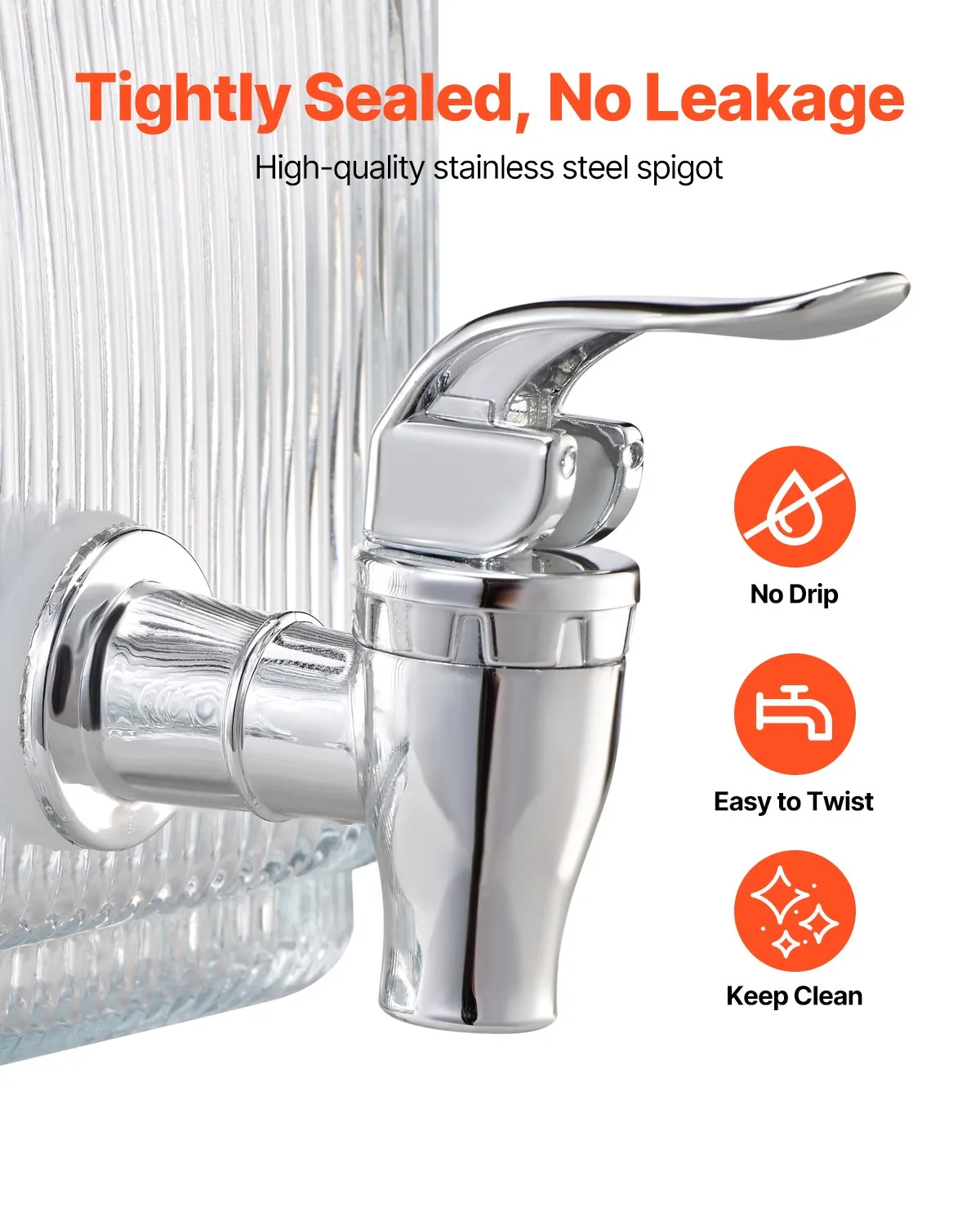 VEVOR Beverage Dispenser, 0.8 Gallon Drink for Parties, Glass Juice Dispenser with No-Drip Spigot,-$30