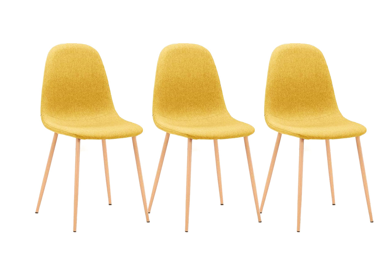 BNIB- Modern Dining Chairs,Fabric Cushion Chairs,Upholstered Kitchen Side Chairs with Wood Legs,Set of 3pcs