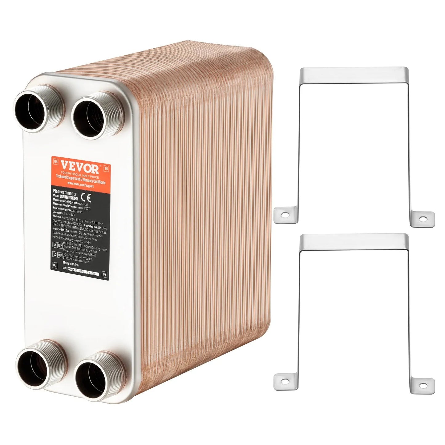 VEVOR Heat Exchanger, 5"x 12" 100 Plates Brazed Plate Heat Exchanger, Copper/316L Stainless Steel,-$250