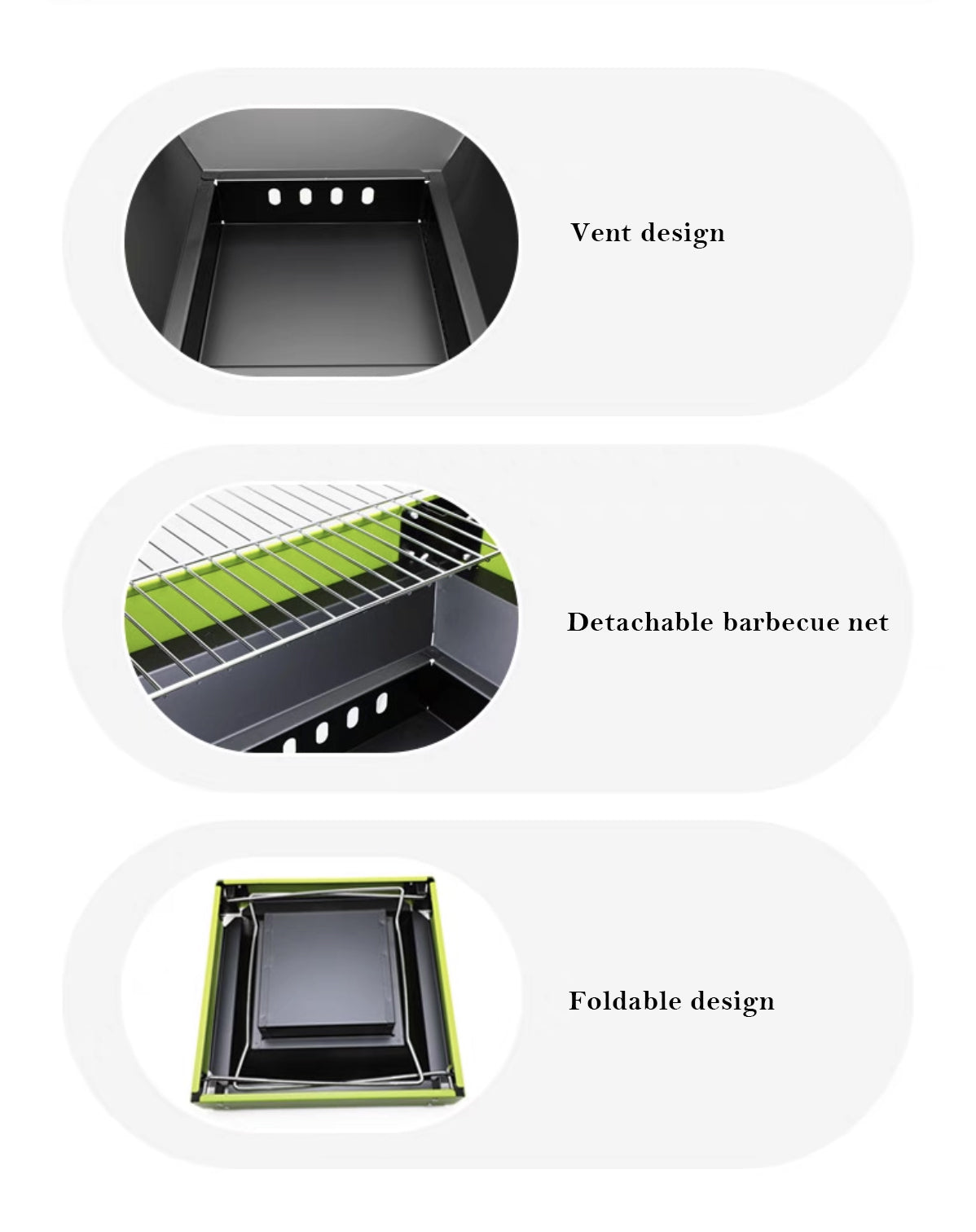 Brand New Portable Grill, Outdoor Home Grill, Camping Folding Carbon Grill, (green)