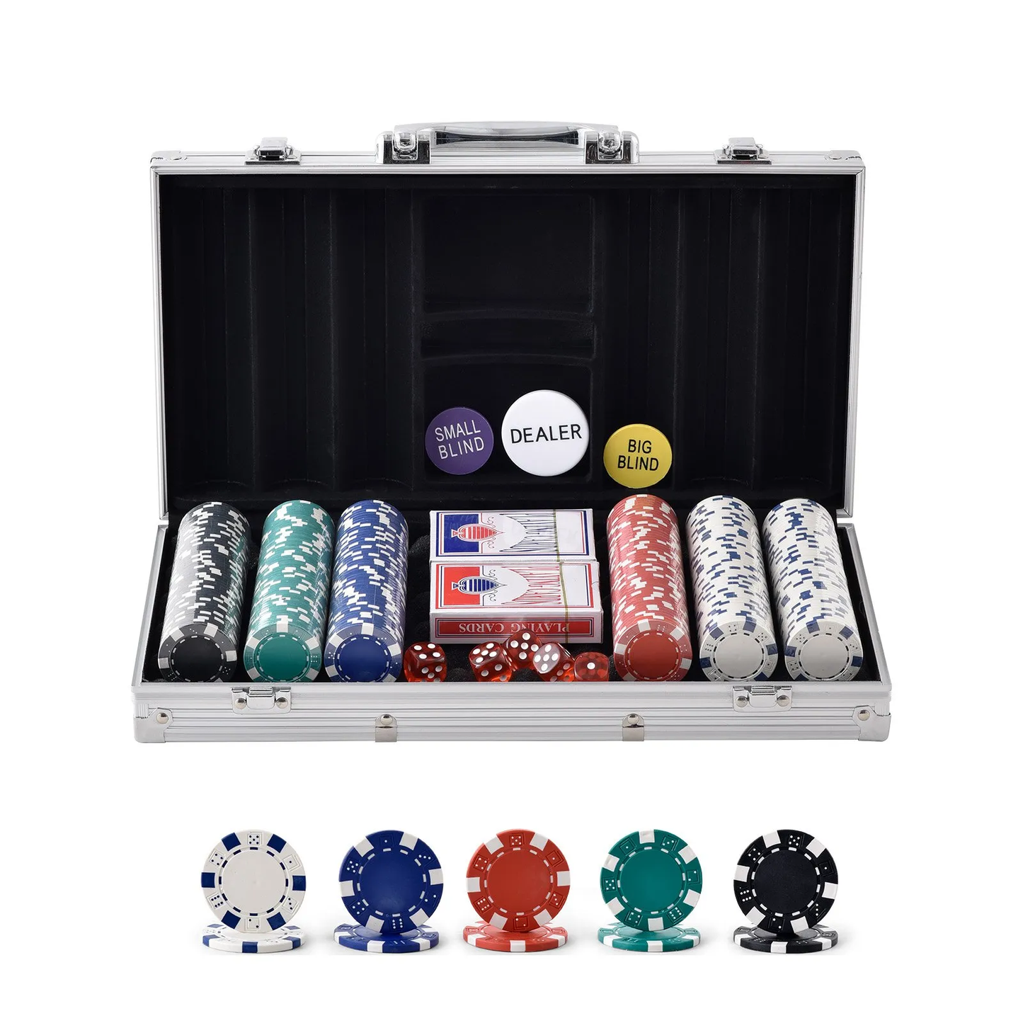 VEVOR Poker Chip Set, 300-Piece Poker Set, Complete Poker Playing Game Set with Aluminum Carrying Case,-$35