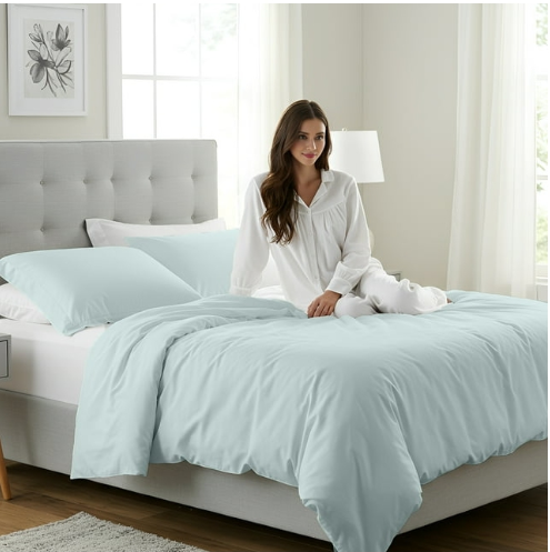 BNIB-3-Piece King Duvet Cover Set | 100% Cotton – Soft, Breathable & Durable with Corner Ties Button,-$20