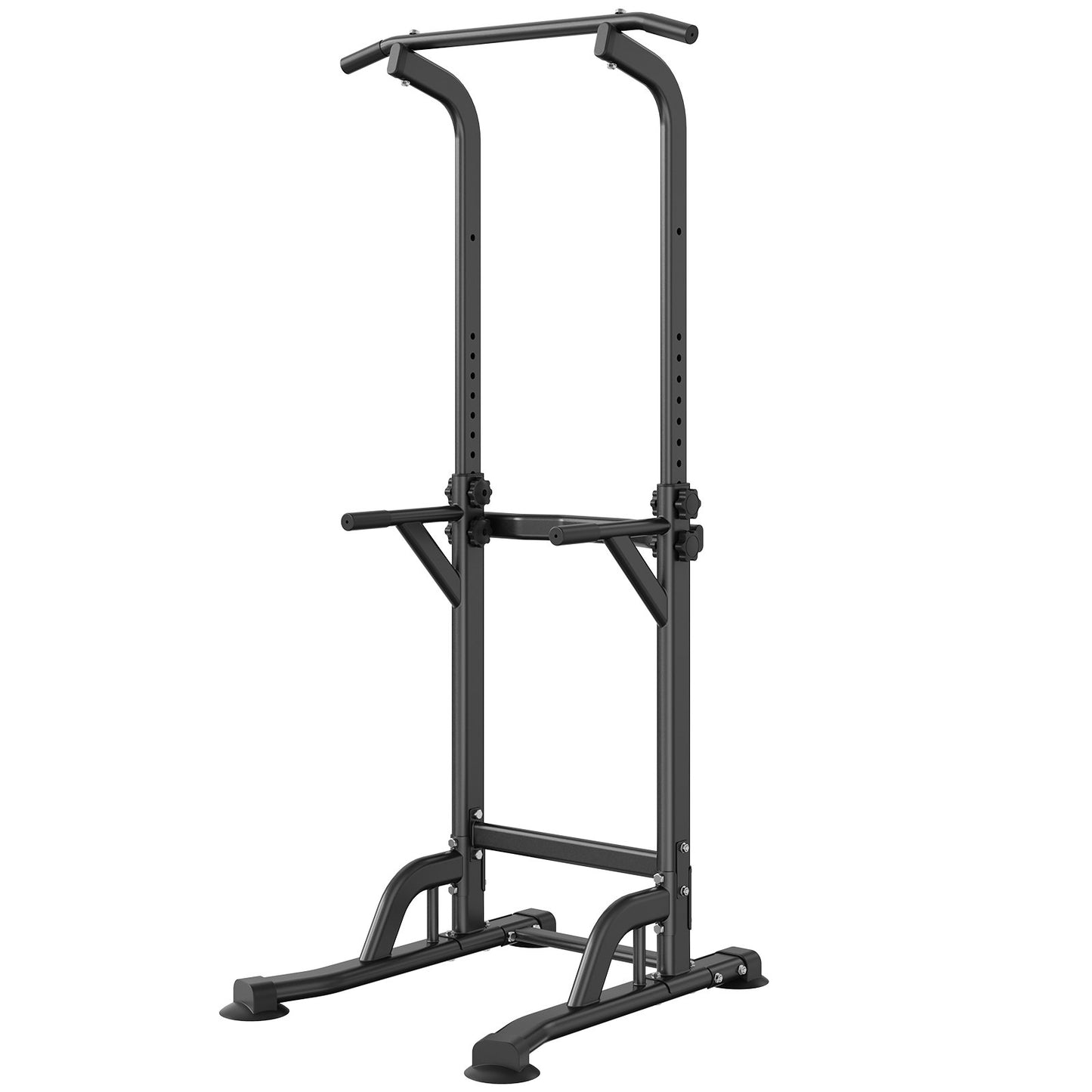 VEVOR Power Tower Dip Station, 10-Level Height Adjustable Pull Up Bar Stand, Multi-Function Strength Training,