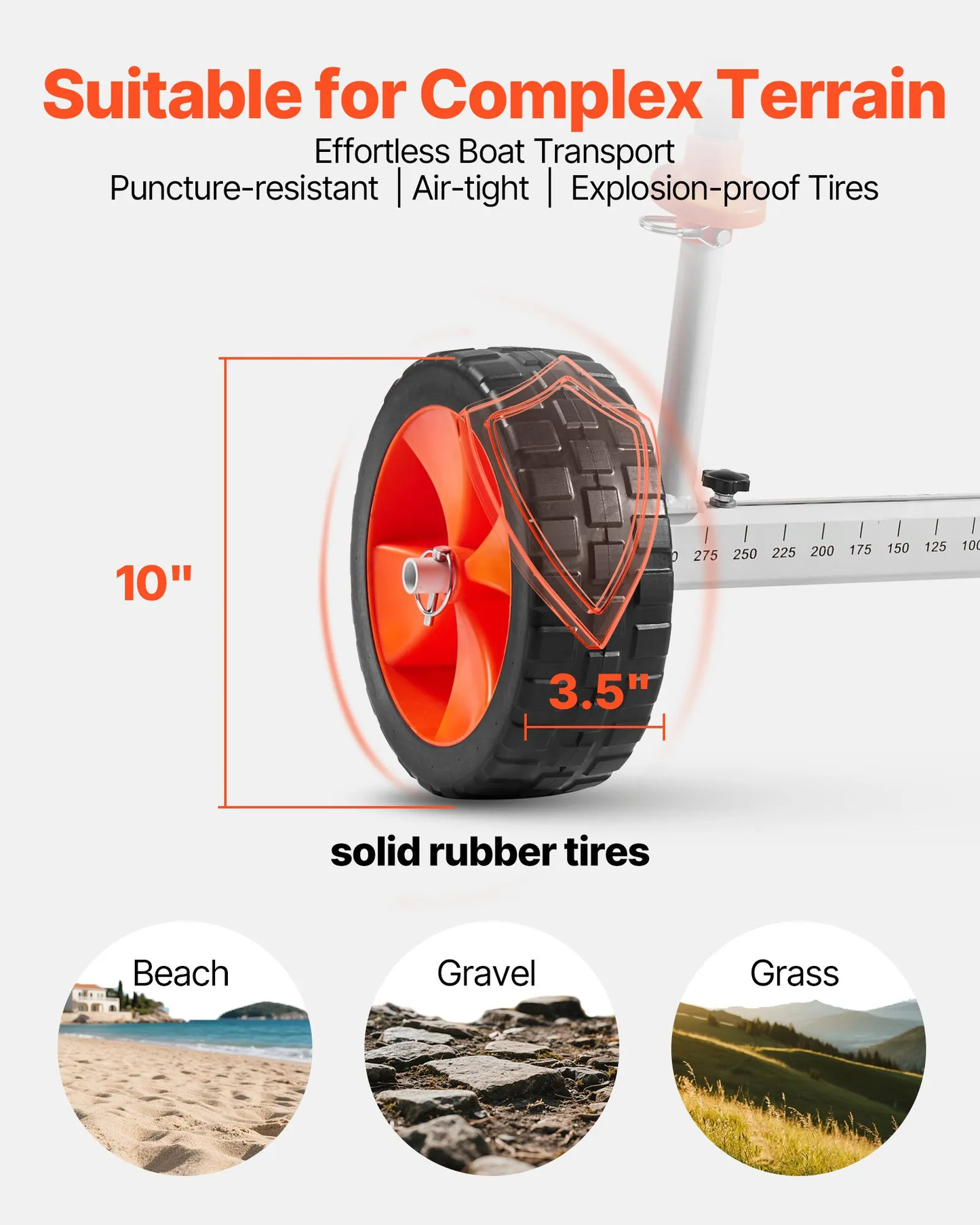 VEVOR Kayak Cart, 230 lbs Load Capacity, Canoe Cart Dolly with 10-inch Solid PU Tires & Kickstand,-$35
