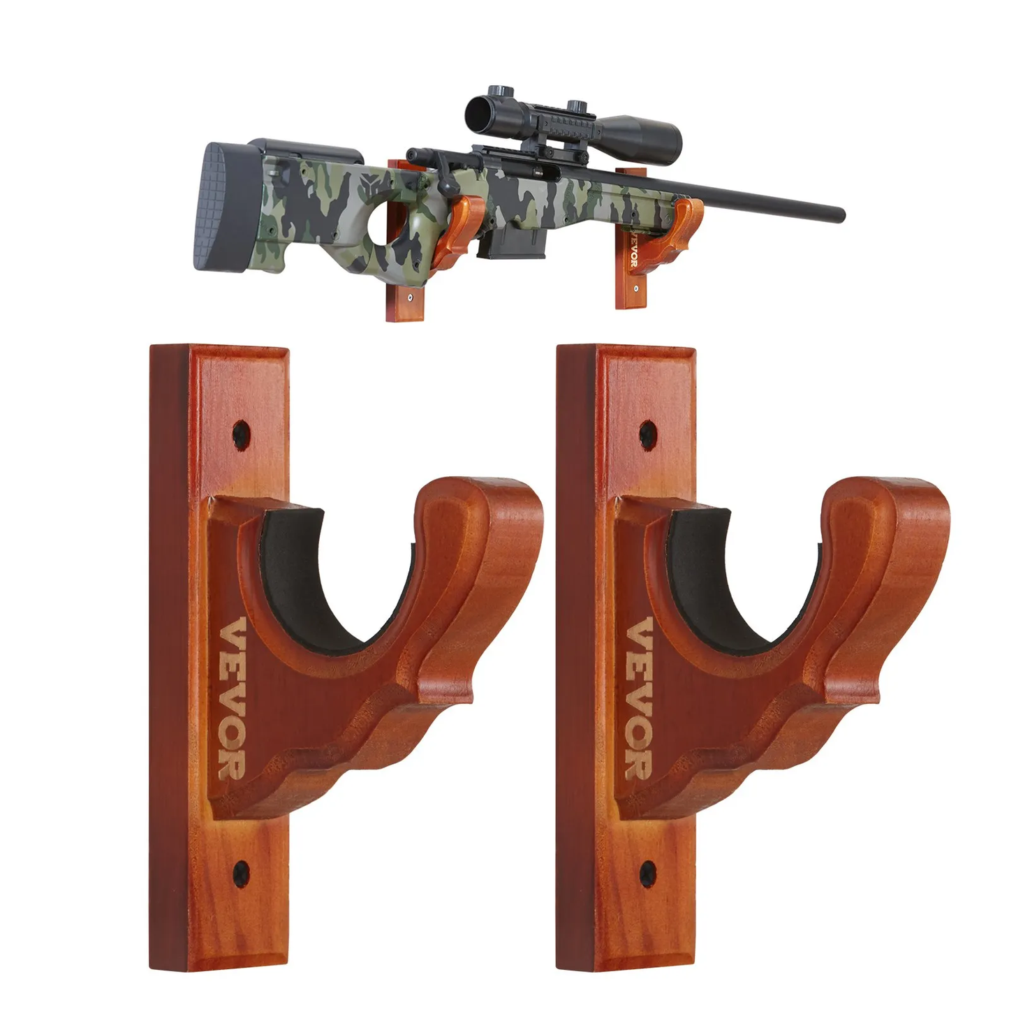 VEVOR Gun Rack Wall Mount, Horizontal Gun Rack and Shotgun Hooks, Single Gun Storage Display Rack,-$20