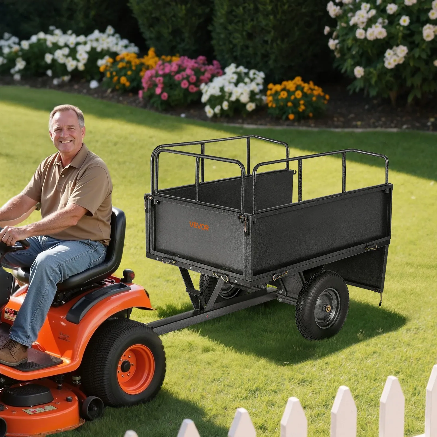 VEVOR Garden Utility Trailer, 17 Cu. Ft & 600lbs Capacity, ATV UTV Hauling Trailer, with 16" Tires,-$200