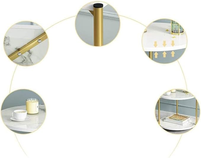 BNIB -Coffee table Modern sofa side table simple MDF Wood Top & Golden Metal Frame