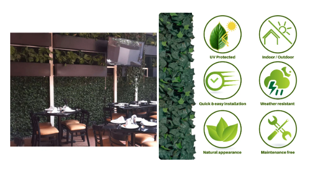 BNIB-Artificial Green Foliage UV-protected Foliage for Outdoor Decor set of 4 19.68 in x 19.68 in panels,-$60