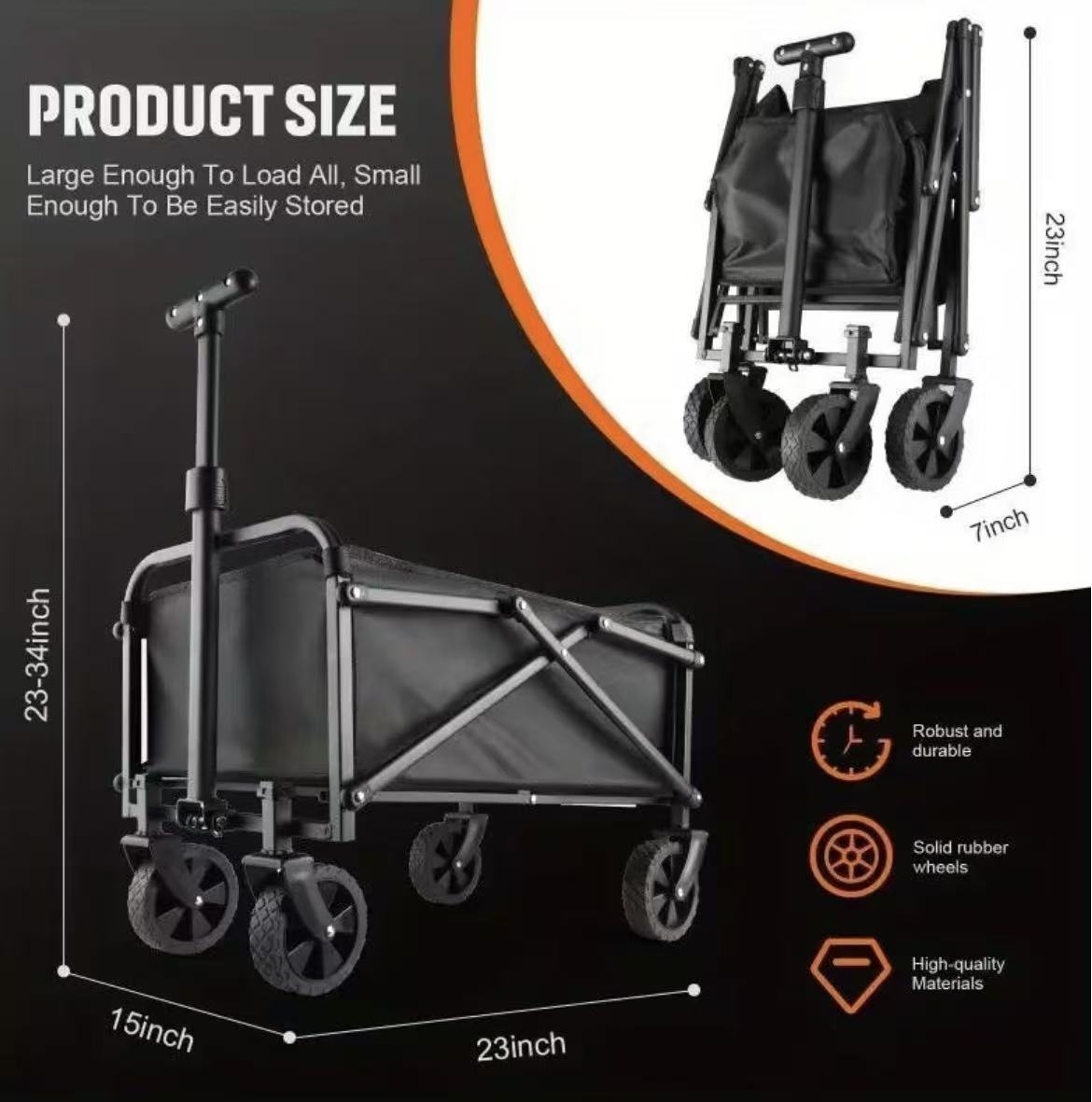 Brand New Heavy Duty Collapsible Sports Utility Wagon Cart with All-Terrain Wheels,-$25