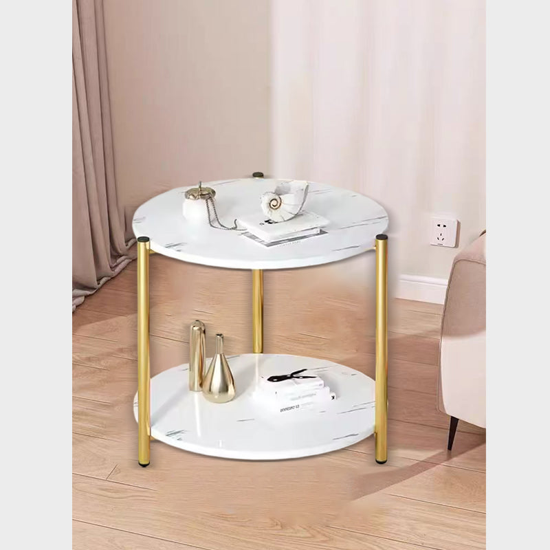 BNIB -Coffee table Modern sofa side table simple MDF Wood Top & Golden Metal Frame
