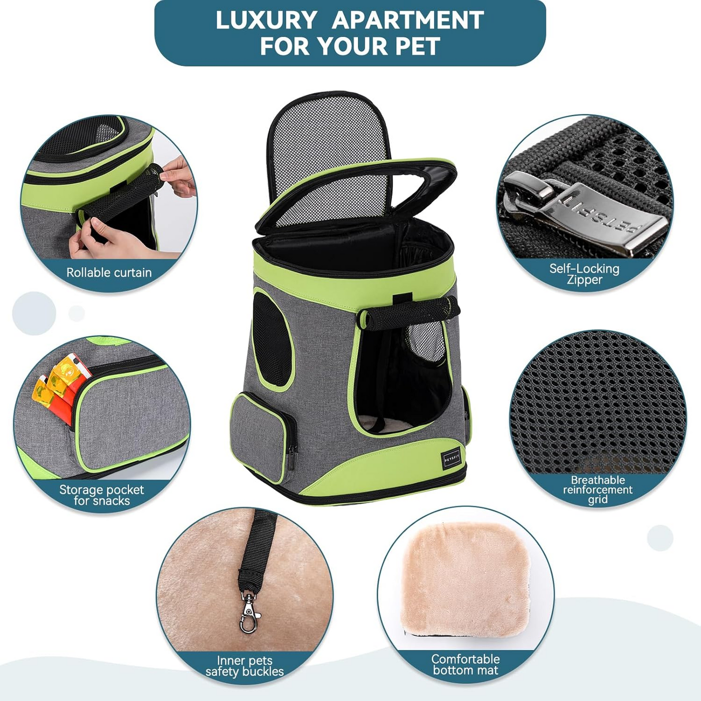 BNIB-Petsfit Pet Backpack Carrier Easy-Fit Dog Travel Backpack Carrier for Small Medium Dogs Cats Rabbits