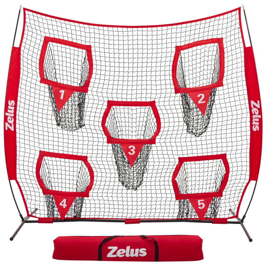 BNIB-8 x 8 ft Red Football Throwing Net, Quarterback Training Equipment with 5 Target Pockets,-$115