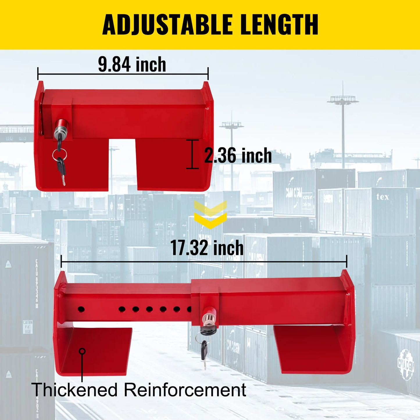 VEVOR Cargo Container Lock 9.84"-17.32" Locking Distance Semi Truck Door Locks with 2 Keys ,-$40