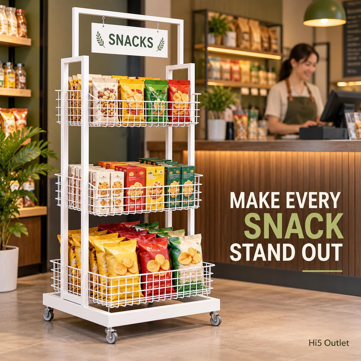 BNIB-4-Way & 3-Tier Storage Rack w/Wheels, Retail Display Racks, Household Storage Organizer