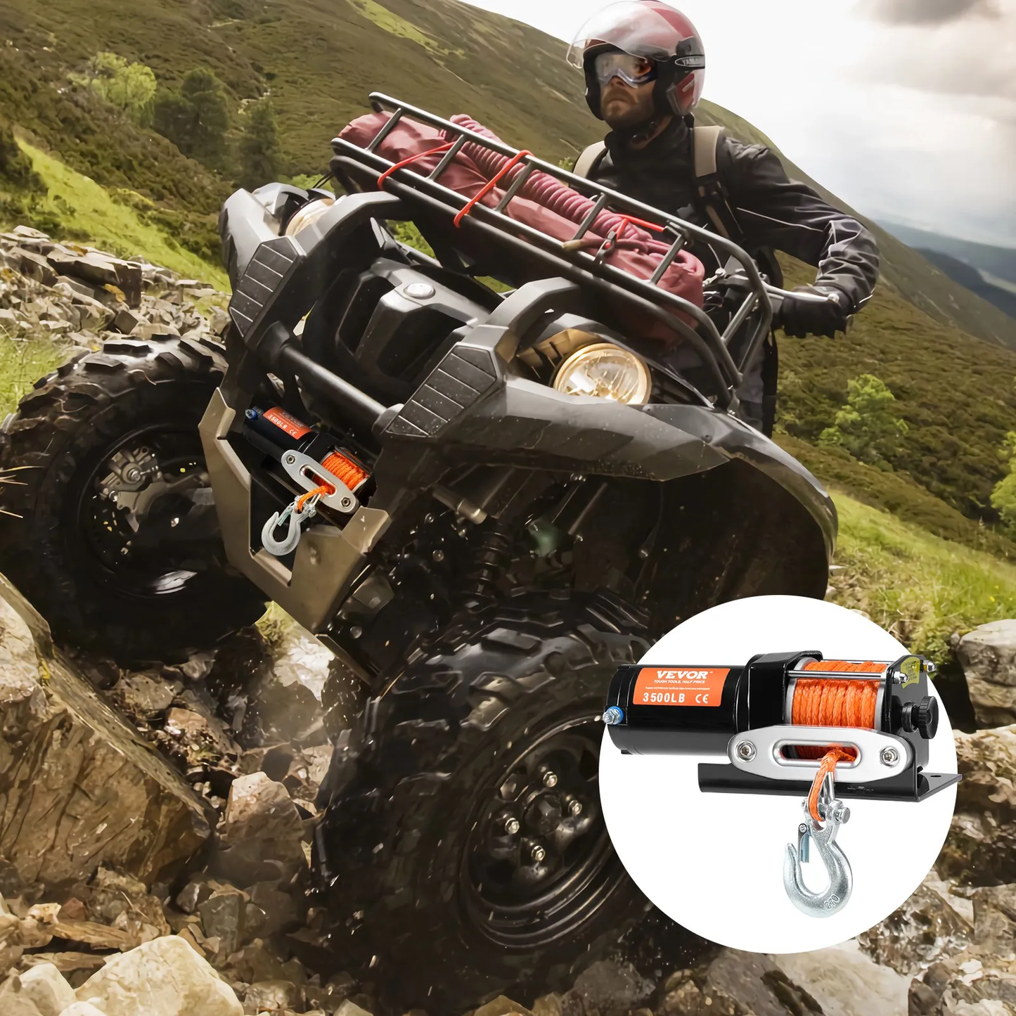 VEVOR Electric Winch, 3500 lb Line Pull Capacity, 12V DC ATV Winch with Φ3/16 in x 39 ft 12,-$85