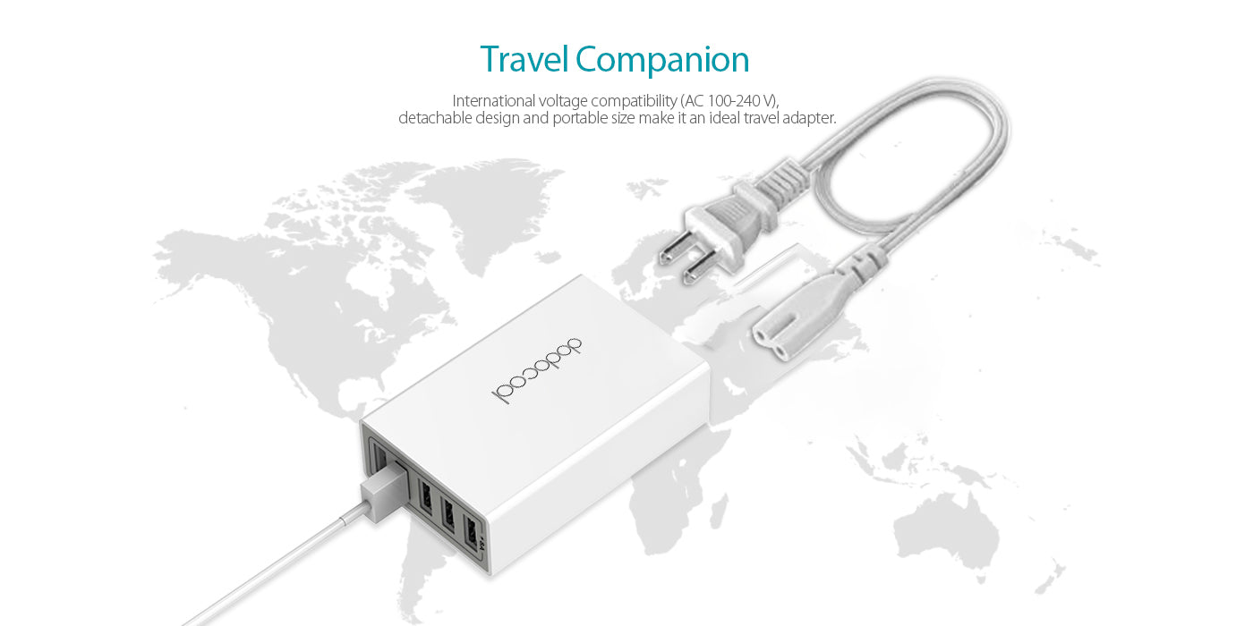 BNIB- 65W 5-Port USB Charging Station,Each USB output is up to 5V 2.4A. Total USB output is up to 5V 8A