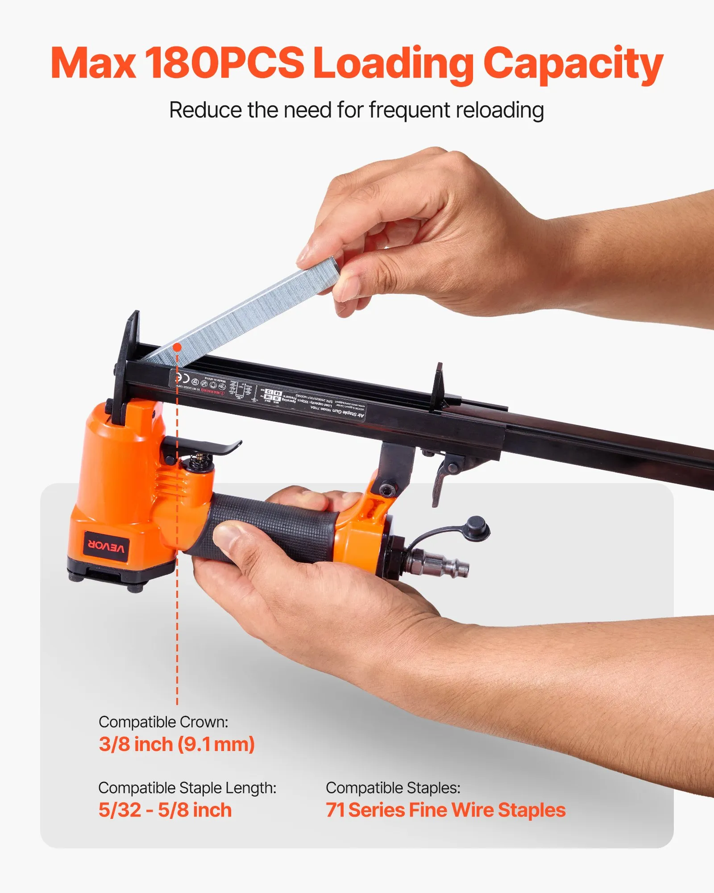 VEVOR Pneumatic Staple Gun, 22 Gauge Pneumatic Upholstery Stapler for 71 Series Fine Wire Staples 3/8-inch,-$25