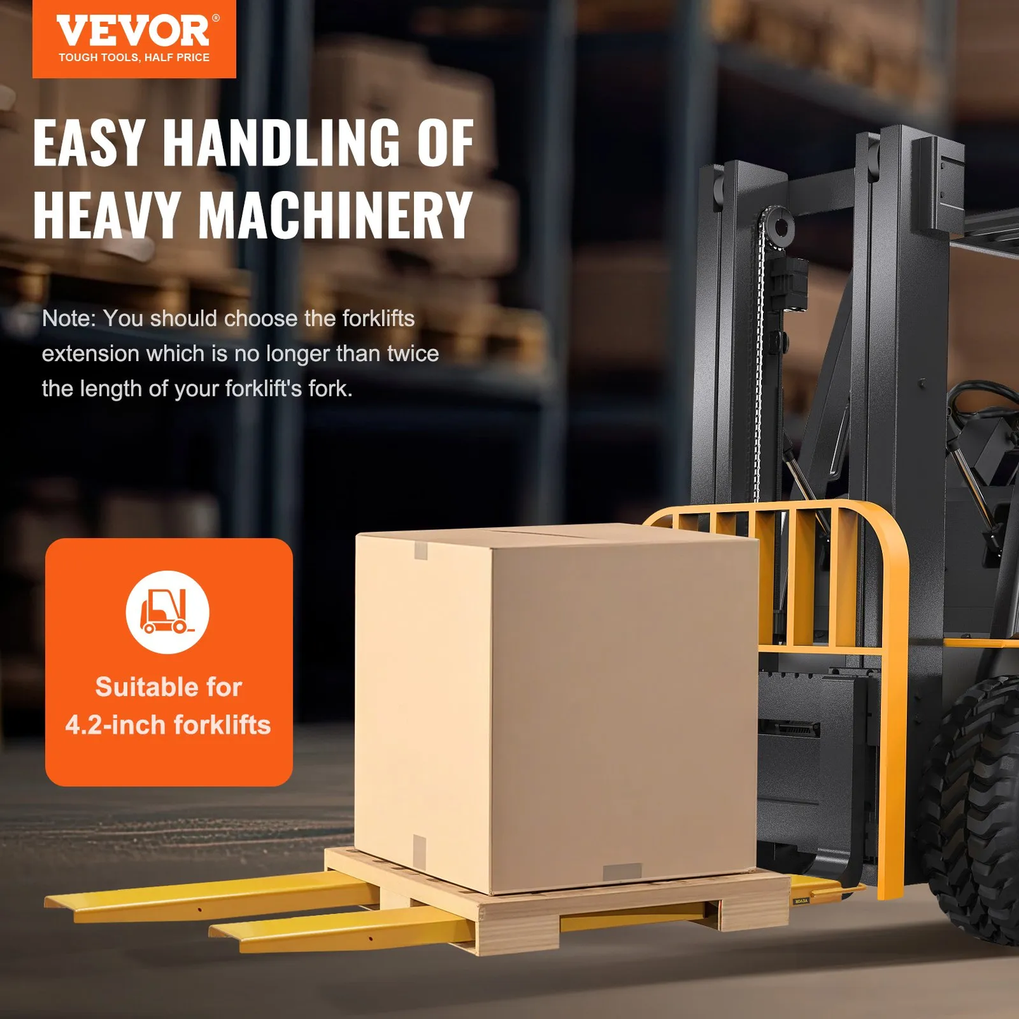 VEVOR Pallet Fork Extensions, 72" Length 4.5" Width, Heavy Duty Carbon Steel Fork Extensions,-$85