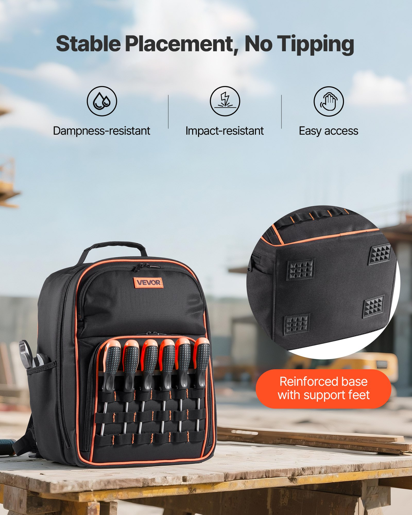 VEVOR Tool Backpack, 49 Pockets, Heavy-duty Tools Storage Organizer Work Bags ,-$30