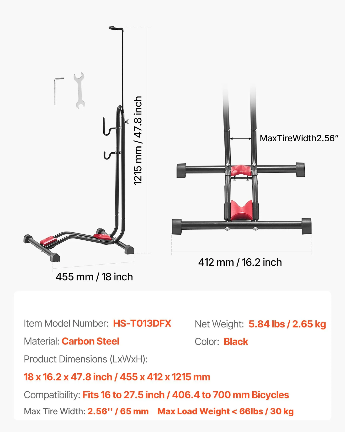 VEVOR Bike Rack, Upright Bike Stand Floor for 16 to 27.5 Inch Mountain & Road Bikes, Vertical & Horizontal,-$20
