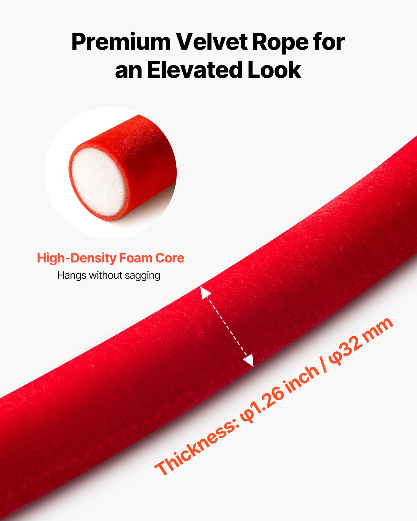 VEVOR 4 Pcs Red Velvet Stanchion Ropes, 5 ft Crowd Control Stanchion Red Velvet Ropes ,-$15