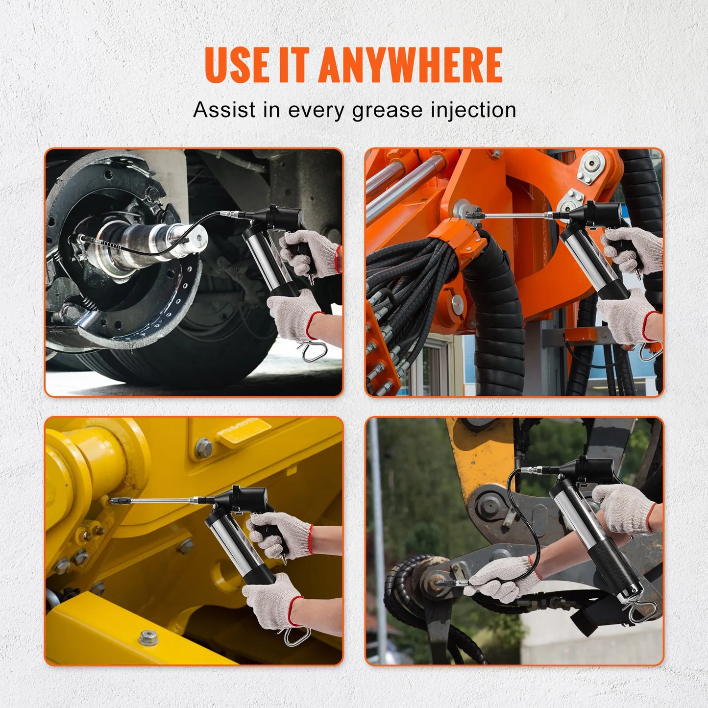 VEVOR Air Operated Grease Gun, 6000PSI, 14 OZ/400 CC Capacity Heavy Duty Pneumatic Grease Gun