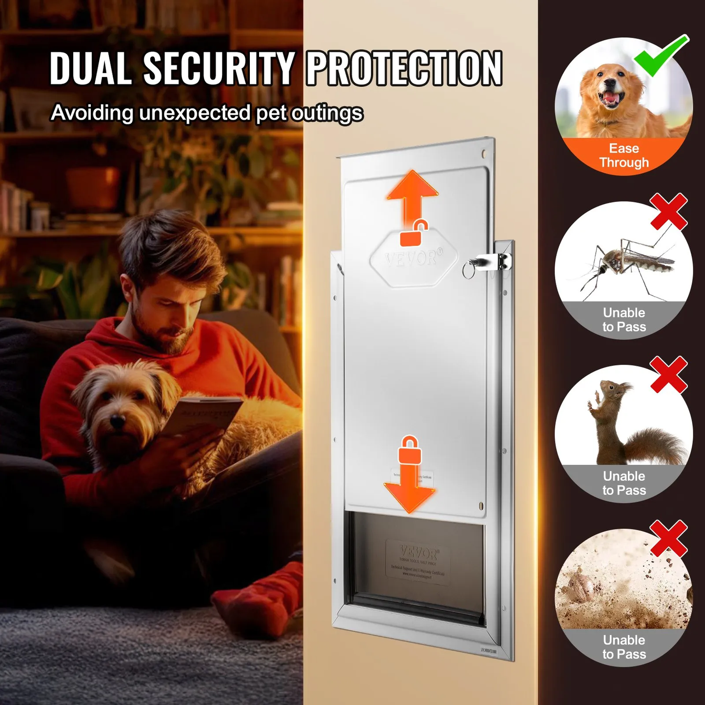 VEVOR Pet Door for Door with Lock and Magnetic Flap System Aluminum Frame Large,-$50