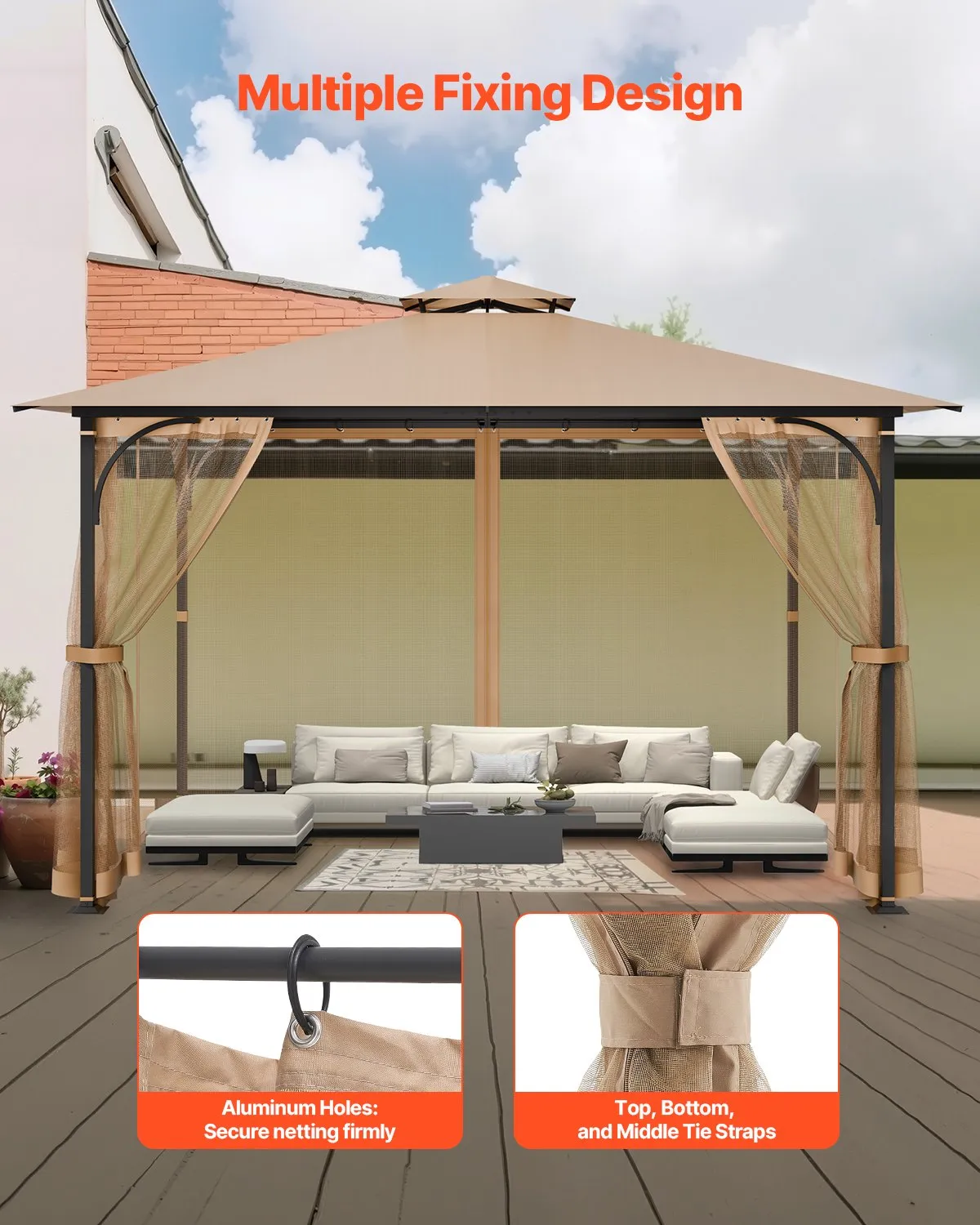 VEVOR Gazebo Netting Replacement, Fit Most 10 x 12 x 7 FT Gazebo Curtain, (Netting Only),-$45