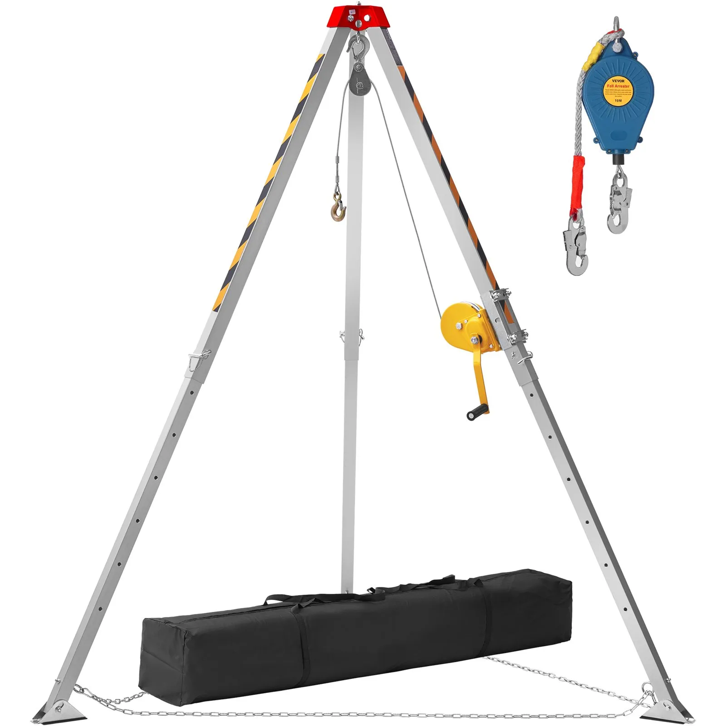 VEVOR Confined Space Tripod Kit, 1200 lbs Winch, Confined Space Tripod 7' Legs Bracket & 98' Cable