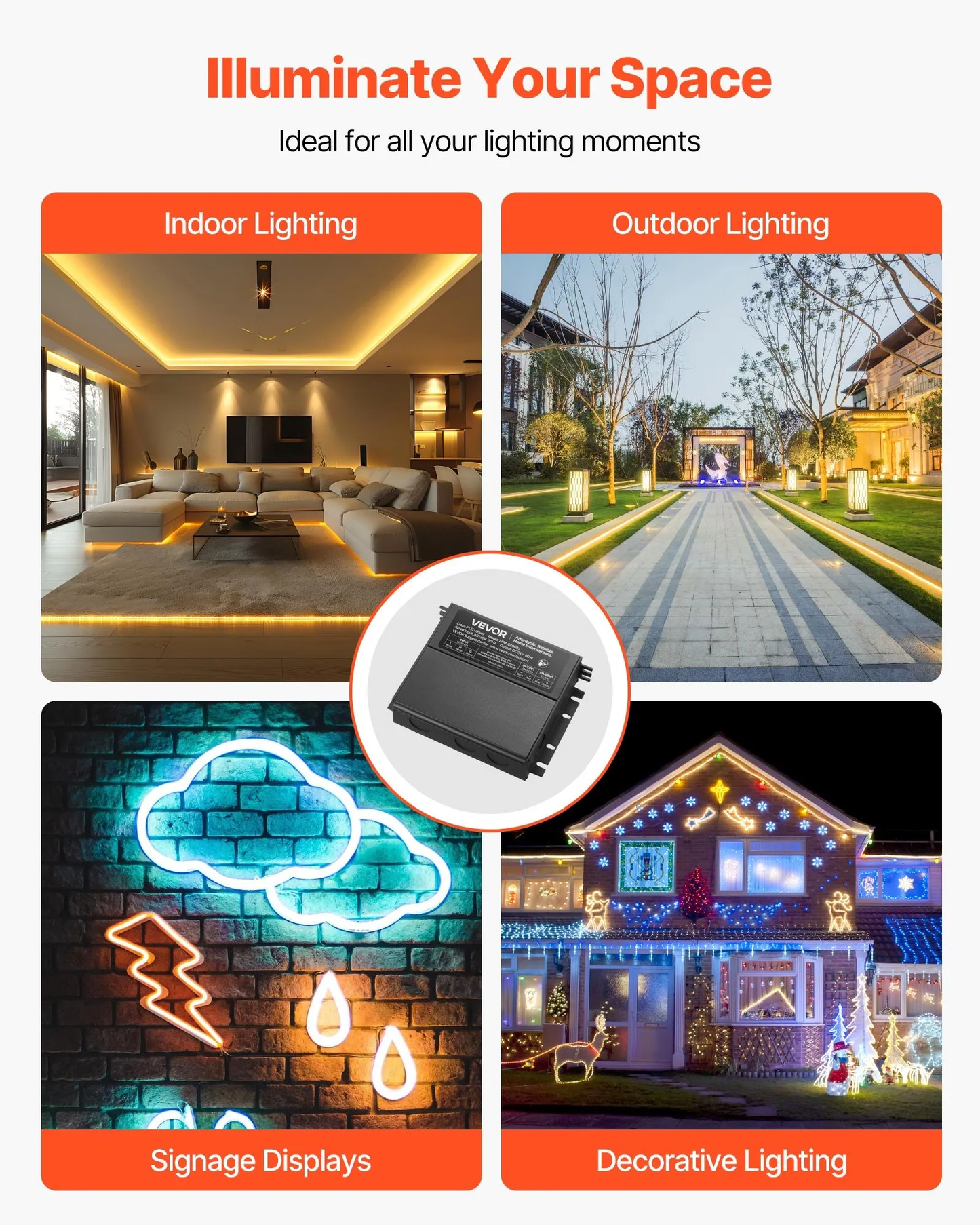 VEVOR 60W Dimmable LED Driver, 24V, Triac/ELV/MLV AC to DC Power Supply Transformer,-$35