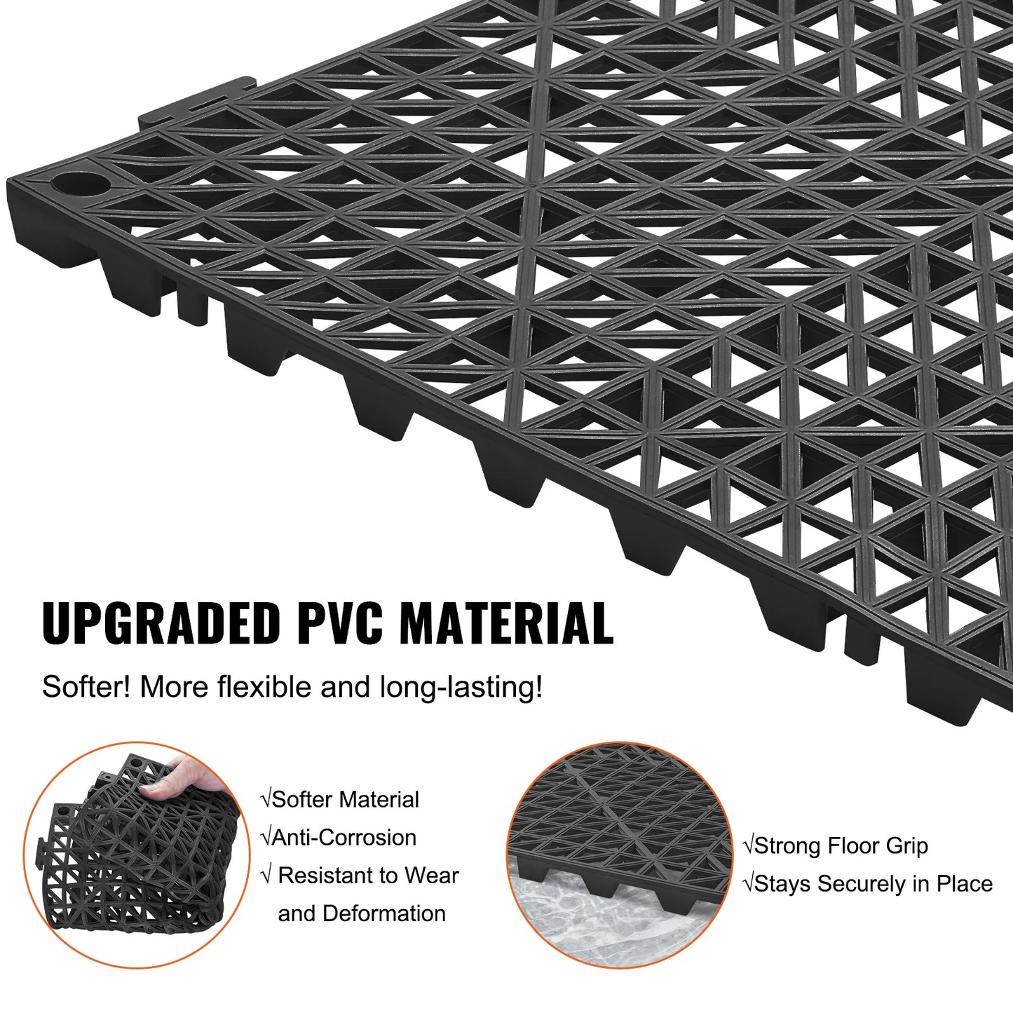 VEVOR Modular Interlocking Cushion, 50 Pack 12" x 12" Splicing Drainage Mats, Soft PVC Interlocking,-$75