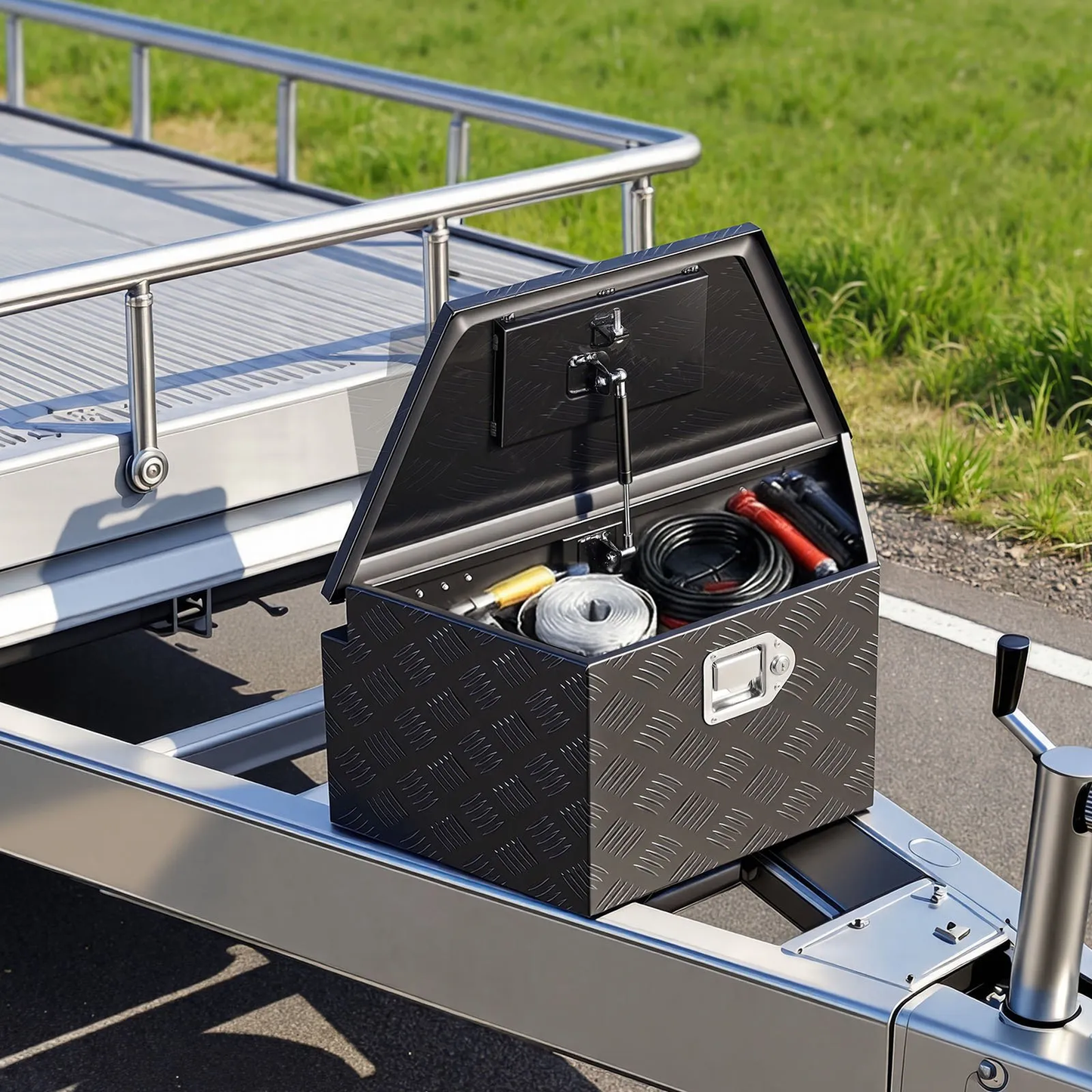 VEVOR Trailer Tongue Box, 26" x 13" x 12" Aluminum Trailer Tongue Tool Box, Heavy Organizer ,-$75