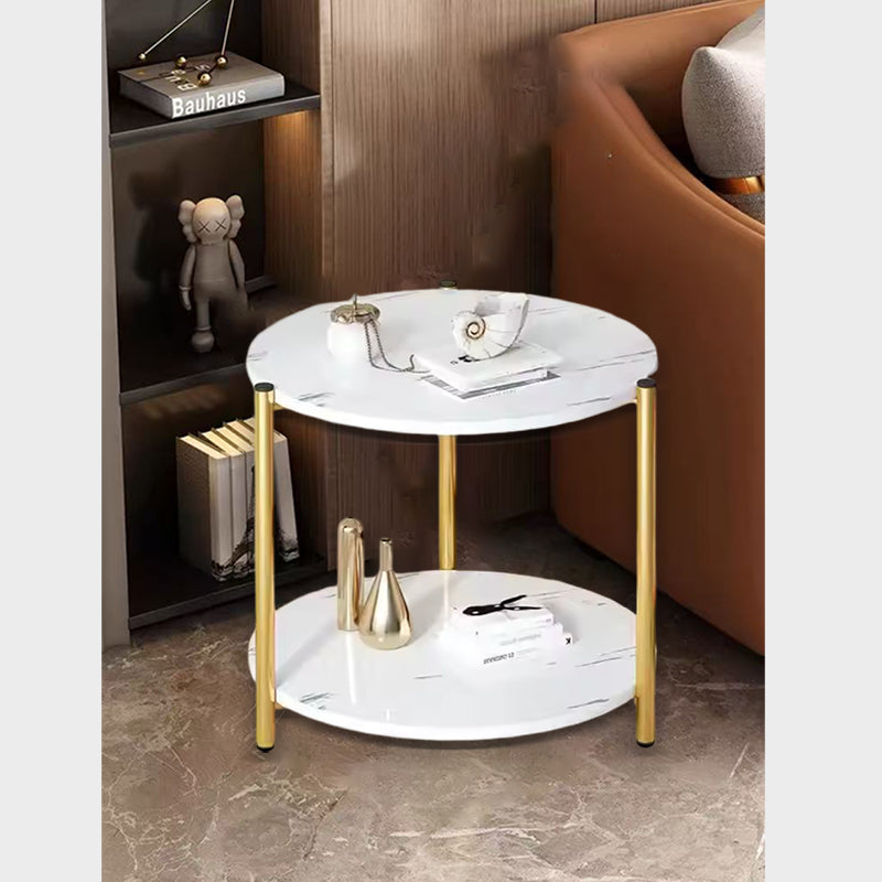 BNIB -Coffee table Modern sofa side table simple MDF Wood Top & Golden Metal Frame