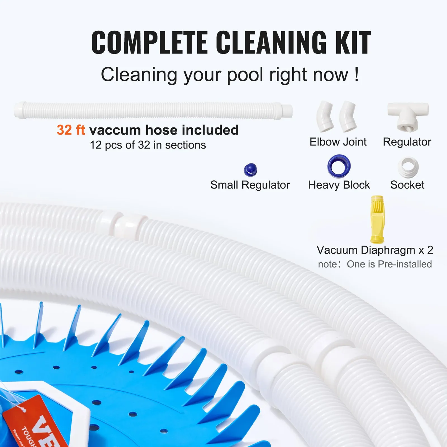 VEVOR Automatic Suction Pool Cleaner, Low Noise Pool Vacuum Cleaner with Extra Diaphragm,-$75