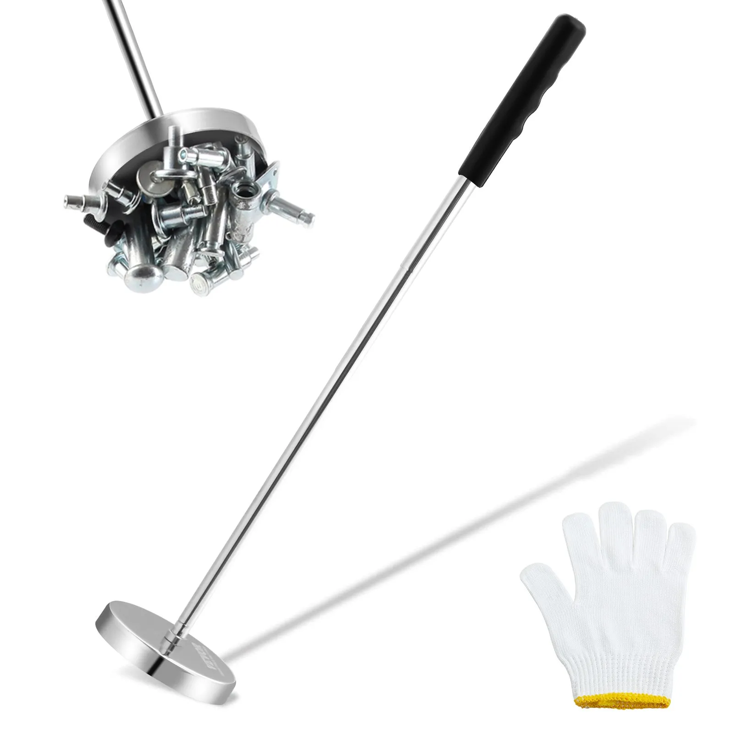 VEVOR Telescoping Magnetic Sweeper Pickup Tool, 3.5inch Handheld Screws Parts Finder with 35LB Pul