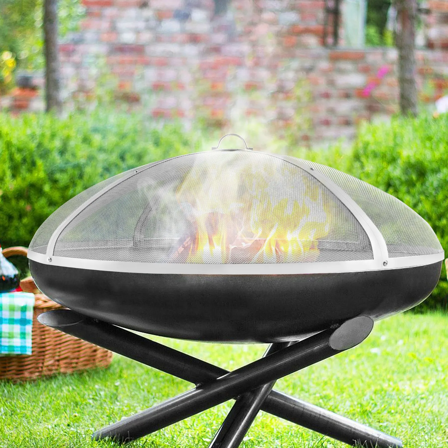 VEVOR Fire Pit Spark Screen Round 40", Reinforced Heavy Duty Steel Metal Cover, Outdoor Firepit Lid,-$80