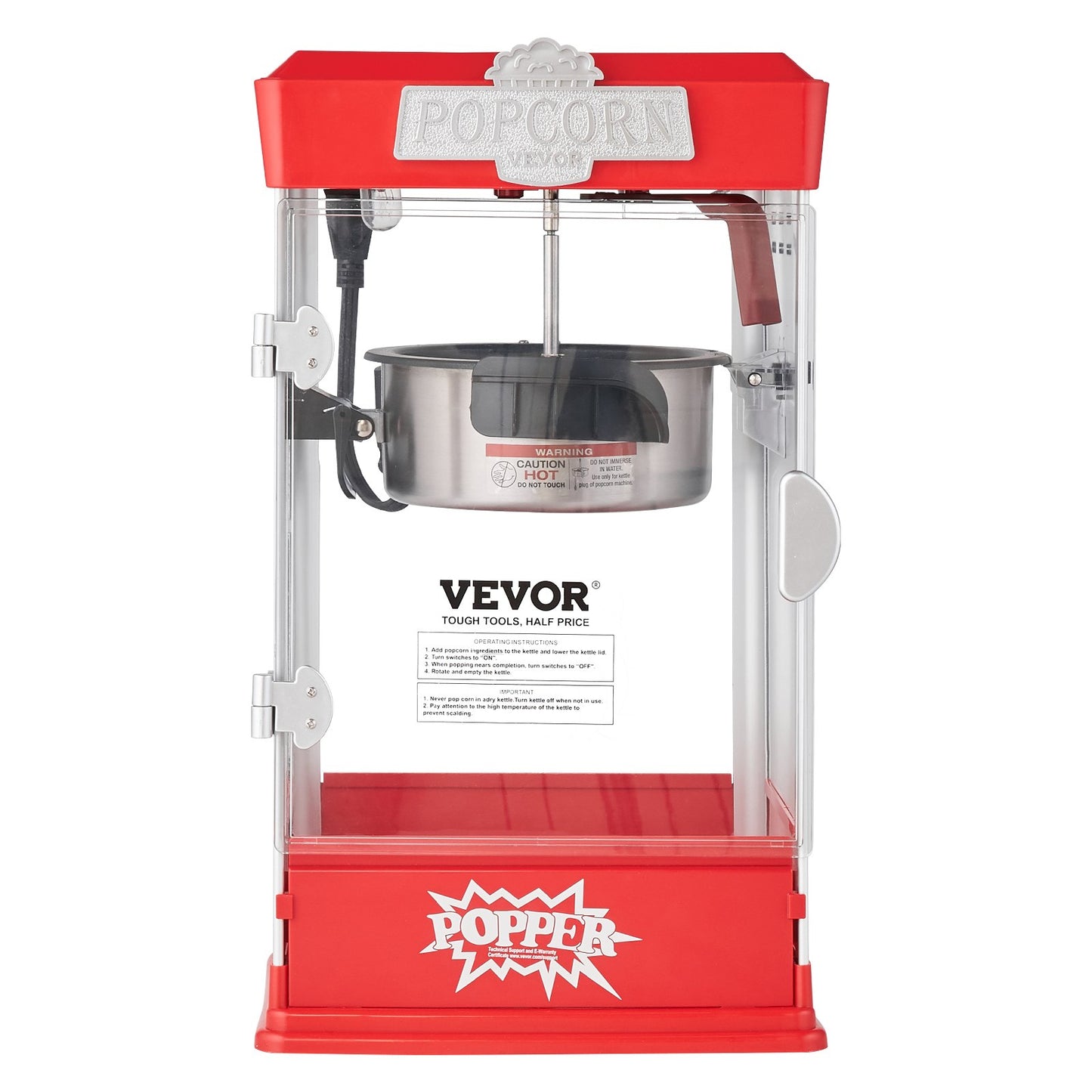 VEVOR Popcorn Maker, 480W Popcorn Popper Machine, 4 Oz Kettle Makes 1.5 Gallon per Batch,-$75