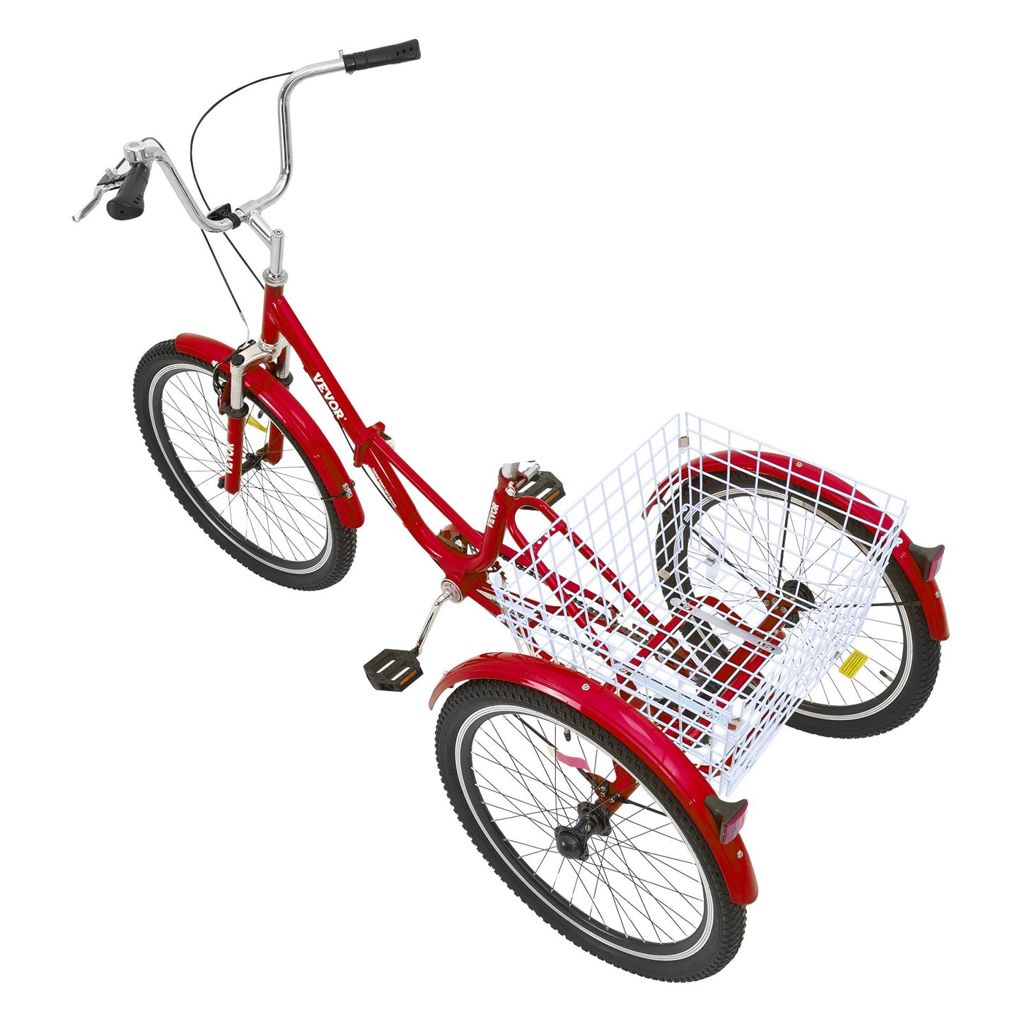 VEVOR Folding Adult Tricycle, 24-Inch Adult Folding Trikes, Carbon Steel 3 Wheel Cruiser Bike,-$250
