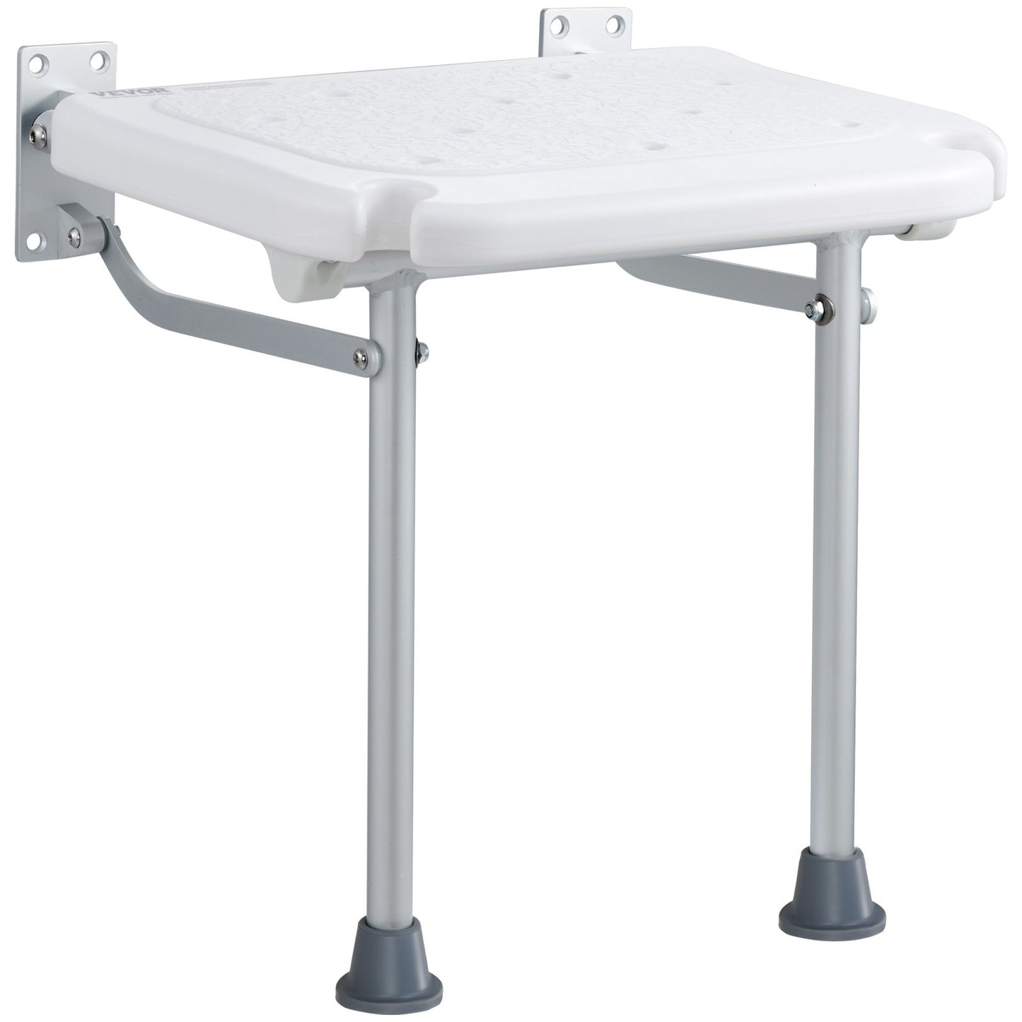 VEVOR Folding PE Shower Seat, 15.7'' x 14.8'' Unfolded, Wall Mounted Fold Up Shower Bench,-$35