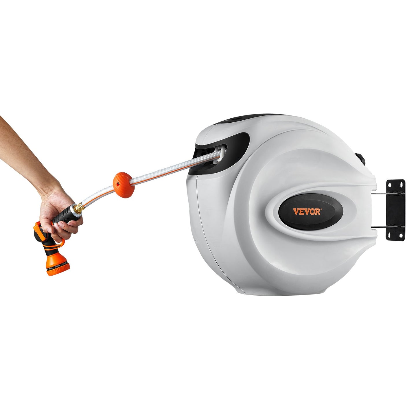 VEVOR Retractable Hose Reel, 115 ft x 1/2 inch, 180° Swivel Bracket Wall-Mounted, Garden Water Hose Reel,-$100