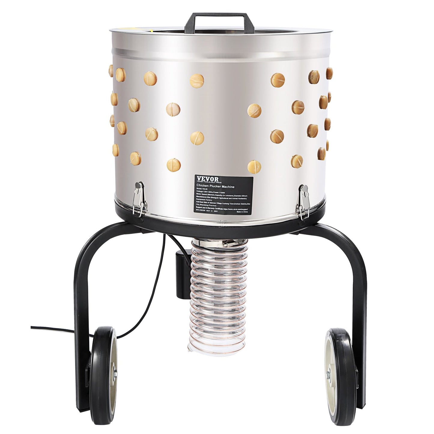 VEVOR Chicken Plucker Machine, 20" Diameter Stainless Steel Drum, Defeathering Equipment,-$330